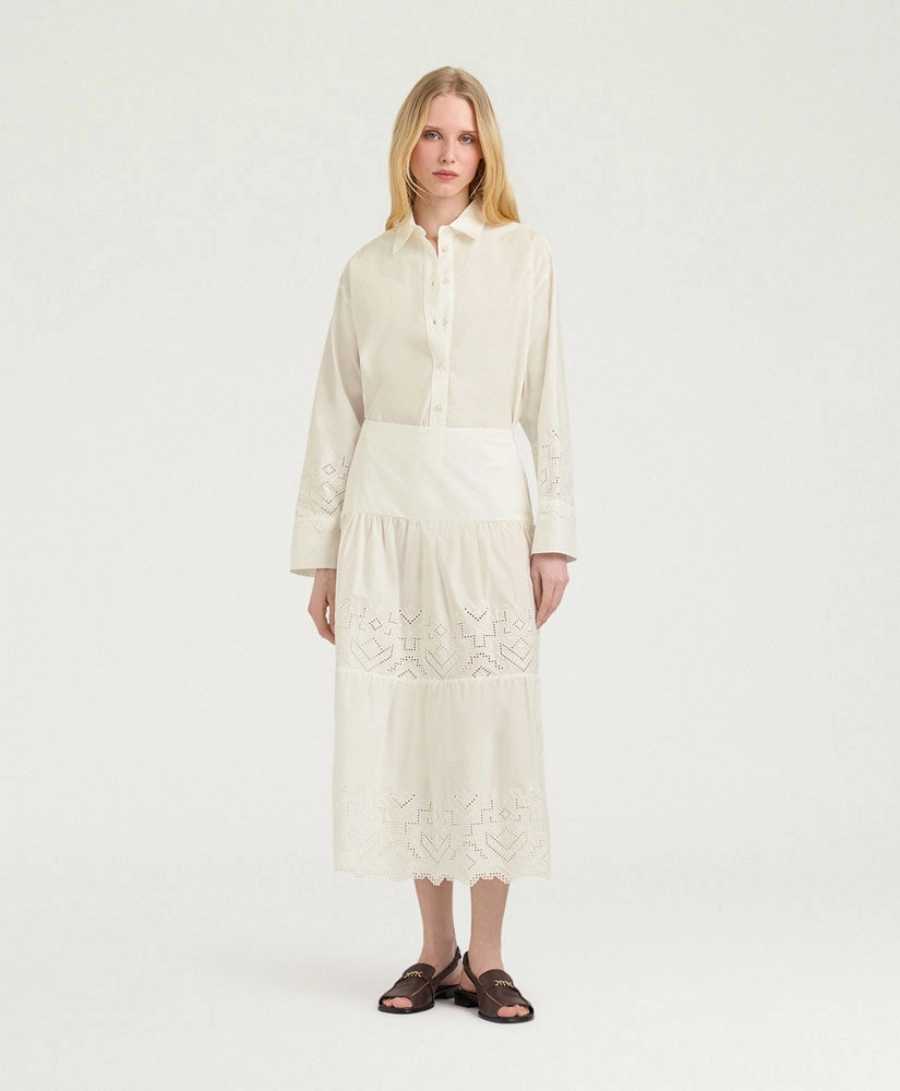 REINA SKIRT IN BROIDERIE ANGLAISE POPLIN - CREAM