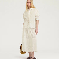 REINA SKIRT IN BROIDERIE ANGLAISE POPLIN - CREAM