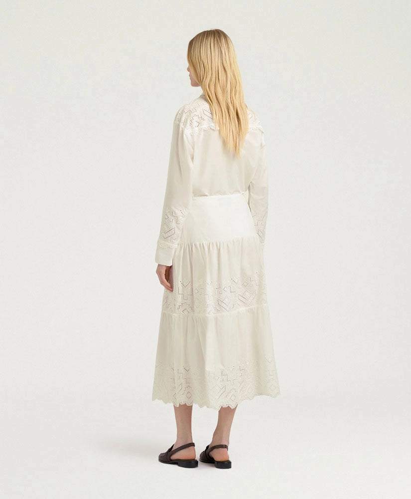REINA SKIRT IN BROIDERIE ANGLAISE POPLIN - CREAM