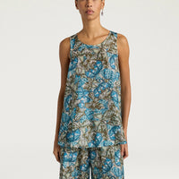 OCRA TOP IN PRINTED HABUTAI - AIR FORCE BLUE/SAGE