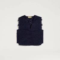 CIELO GILET IN BROIDERIE ANGLAISE POPLIN - BLUE