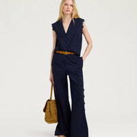 CIELO GILET IN BROIDERIE ANGLAISE POPLIN - BLUE
