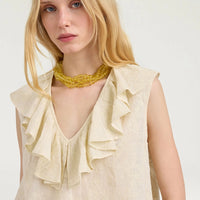 FIESTA TOP IN EMBROIDERED VOILE - BEIGE