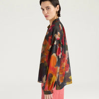 NEBLINA BLOUSE IN PRINTED COTTON VOILE - ARMY MULTICOLOR