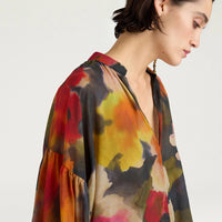 NEBLINA BLOUSE IN PRINTED COTTON VOILE - ARMY MULTICOLOR