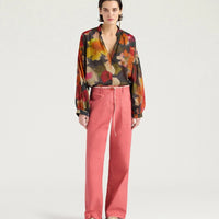 NEBLINA BLOUSE IN PRINTED COTTON VOILE - ARMY MULTICOLOR