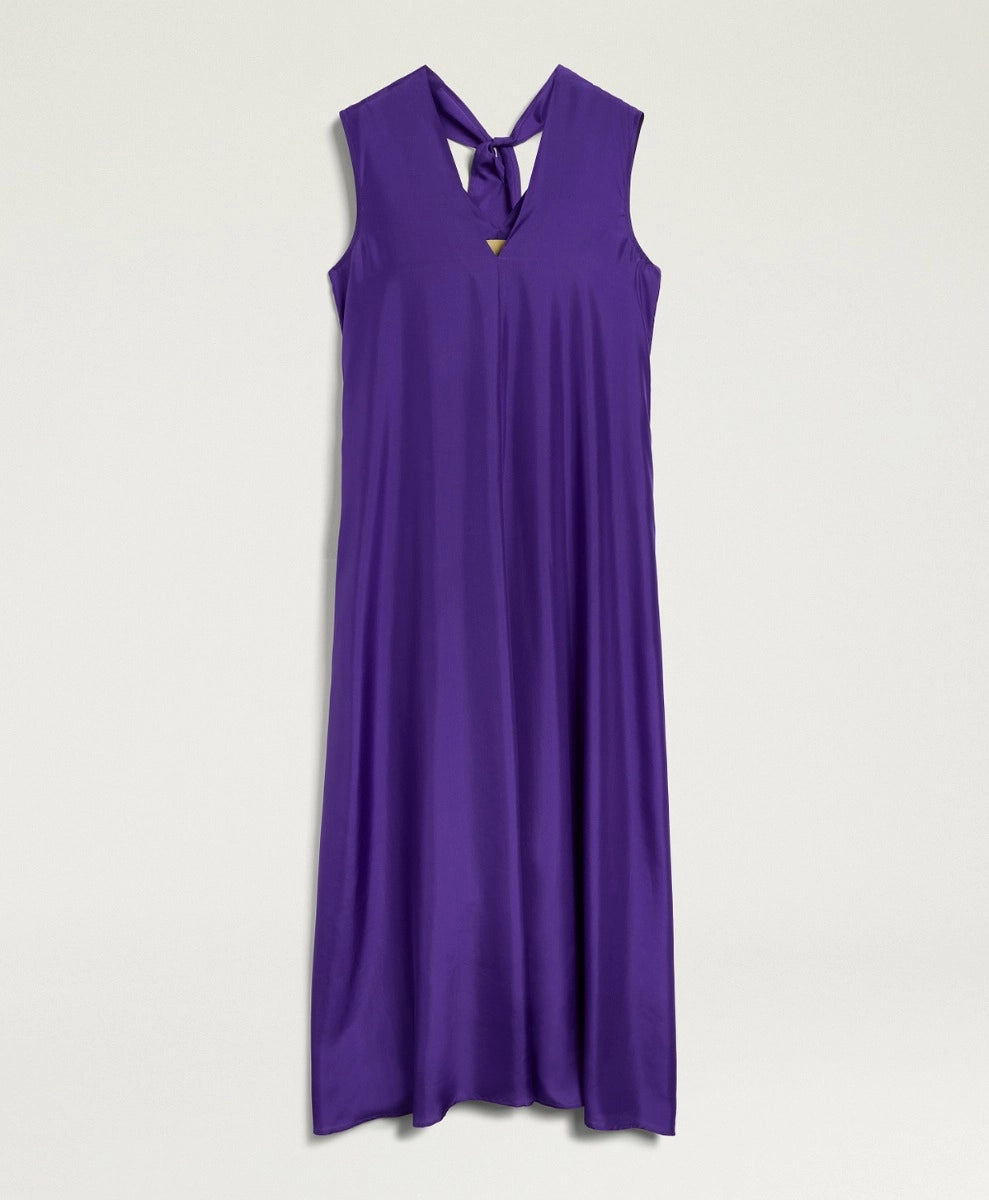 CUEVA DRESS IN PLAIN COLOUR HABUTAI - IRIS