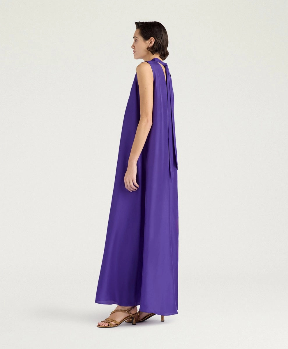 CUEVA DRESS IN PLAIN COLOUR HABUTAI - IRIS