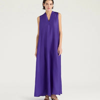 CUEVA DRESS IN PLAIN COLOUR HABUTAI - IRIS