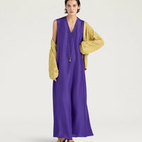 CUEVA DRESS IN PLAIN COLOUR HABUTAI - IRIS