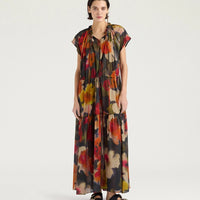 OTERO DRESS IN PRINTED COTTON VOILE - ARMY MULTICOLOR