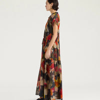 OTERO DRESS IN PRINTED COTTON VOILE - ARMY MULTICOLOR
