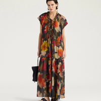 OTERO DRESS IN PRINTED COTTON VOILE - ARMY MULTICOLOR