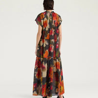 OTERO DRESS IN PRINTED COTTON VOILE - ARMY MULTICOLOR