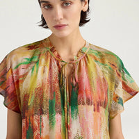PALOMA DRESS IN PRINTED HABUTAI - GREEN MULTICOLOR