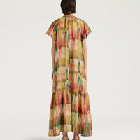PALOMA DRESS IN PRINTED HABUTAI - GREEN MULTICOLOR