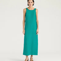 XIMENA DRESS IN LINEN - EMERALD GREEN