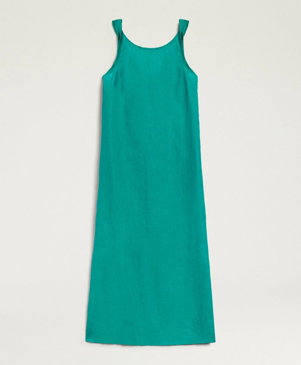 XIMENA DRESS IN LINEN - EMERALD GREEN