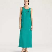 XIMENA DRESS IN LINEN - EMERALD GREEN
