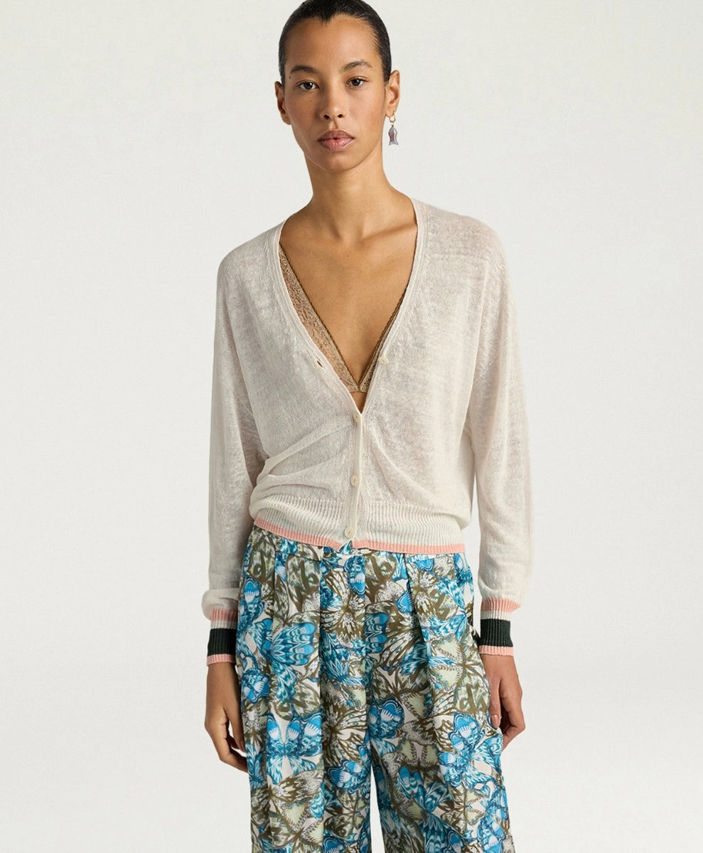 BOSQUE CARDIGAN IN LINEN - CREAM