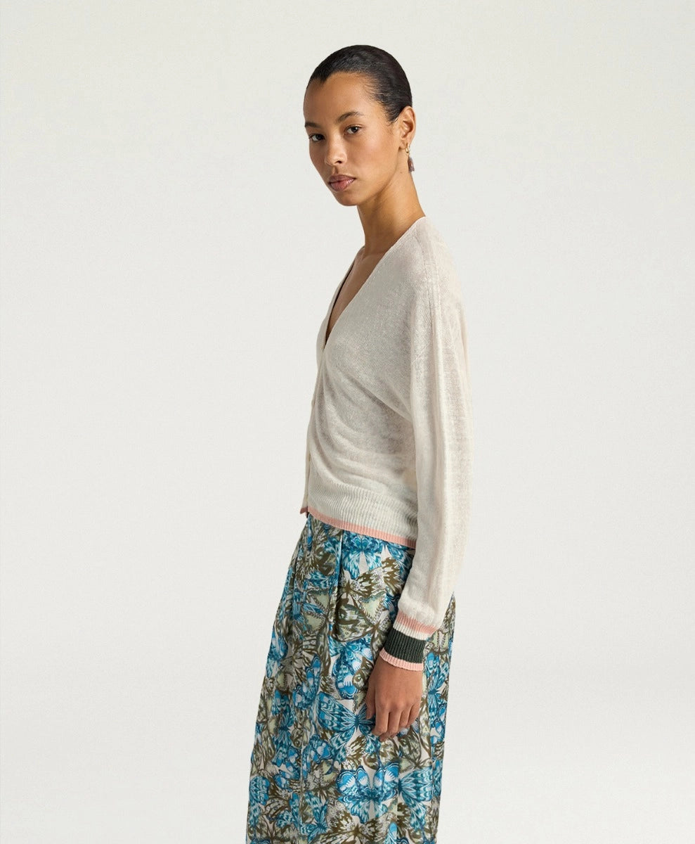 BOSQUE CARDIGAN IN LINEN - CREAM