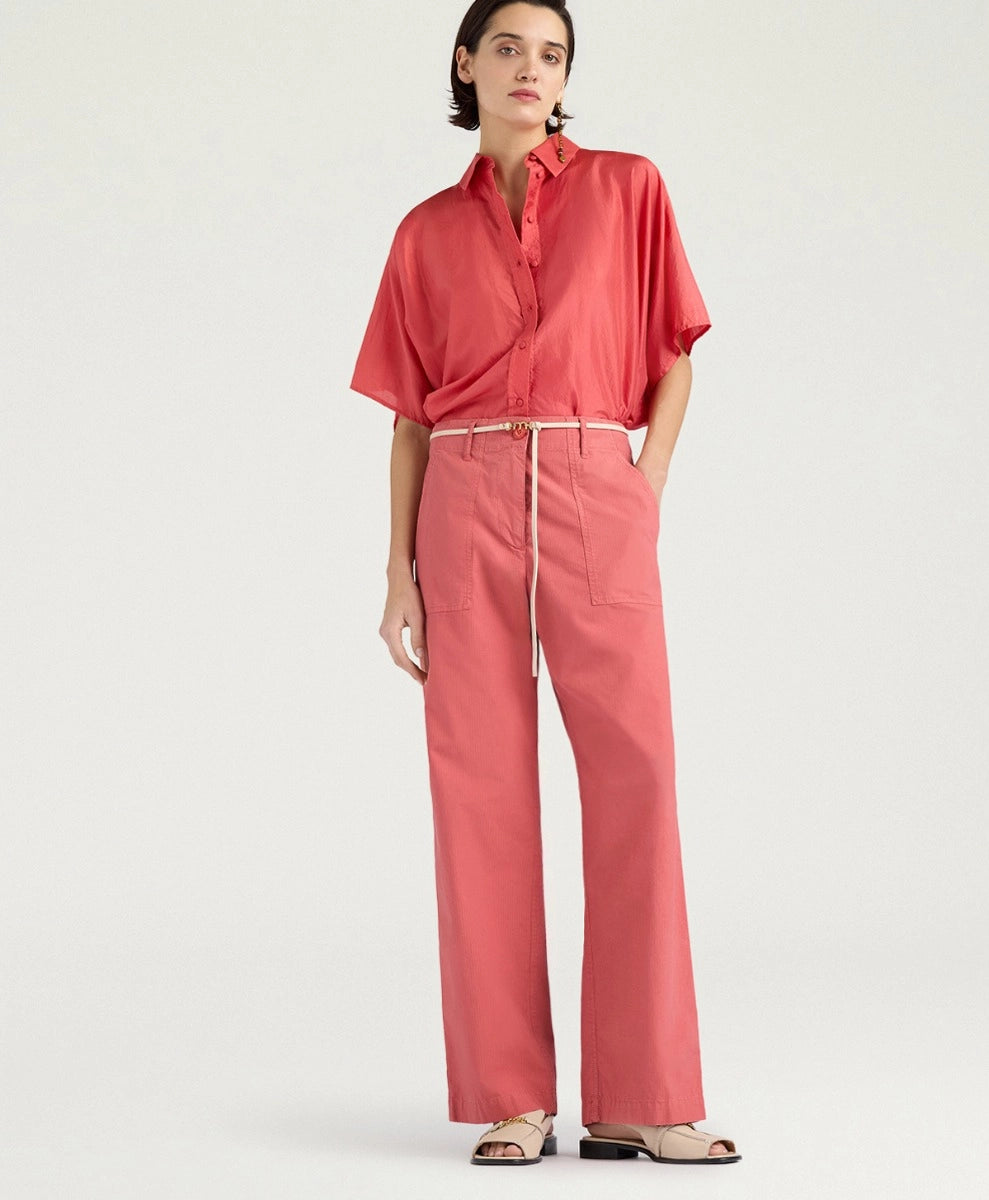 ISANDRO PANTS IN GARMENT-DYED RIPSTOP - SALMON PINK