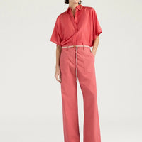 ISANDRO PANTS IN GARMENT-DYED RIPSTOP - SALMON PINK