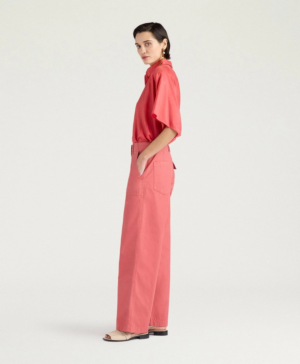 ISANDRO PANTS IN GARMENT-DYED RIPSTOP - SALMON PINK
