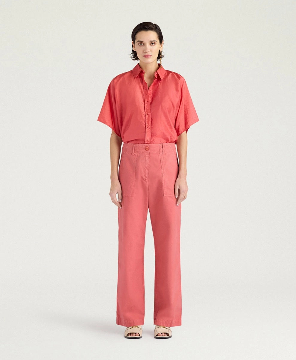 ISANDRO PANTS IN GARMENT-DYED RIPSTOP - SALMON PINK