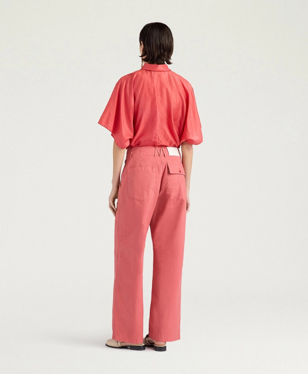 ISANDRO PANTS IN GARMENT-DYED RIPSTOP - SALMON PINK