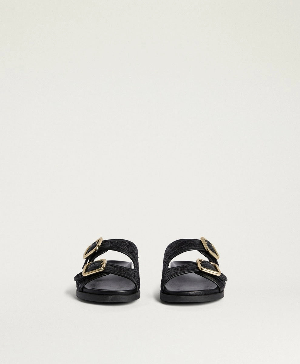 WASI SHOES IN RAFFIA - BLACK