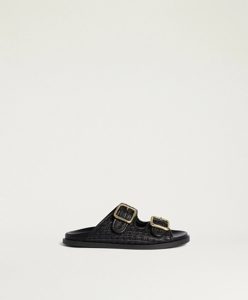 WASI SHOES IN RAFFIA - BLACK