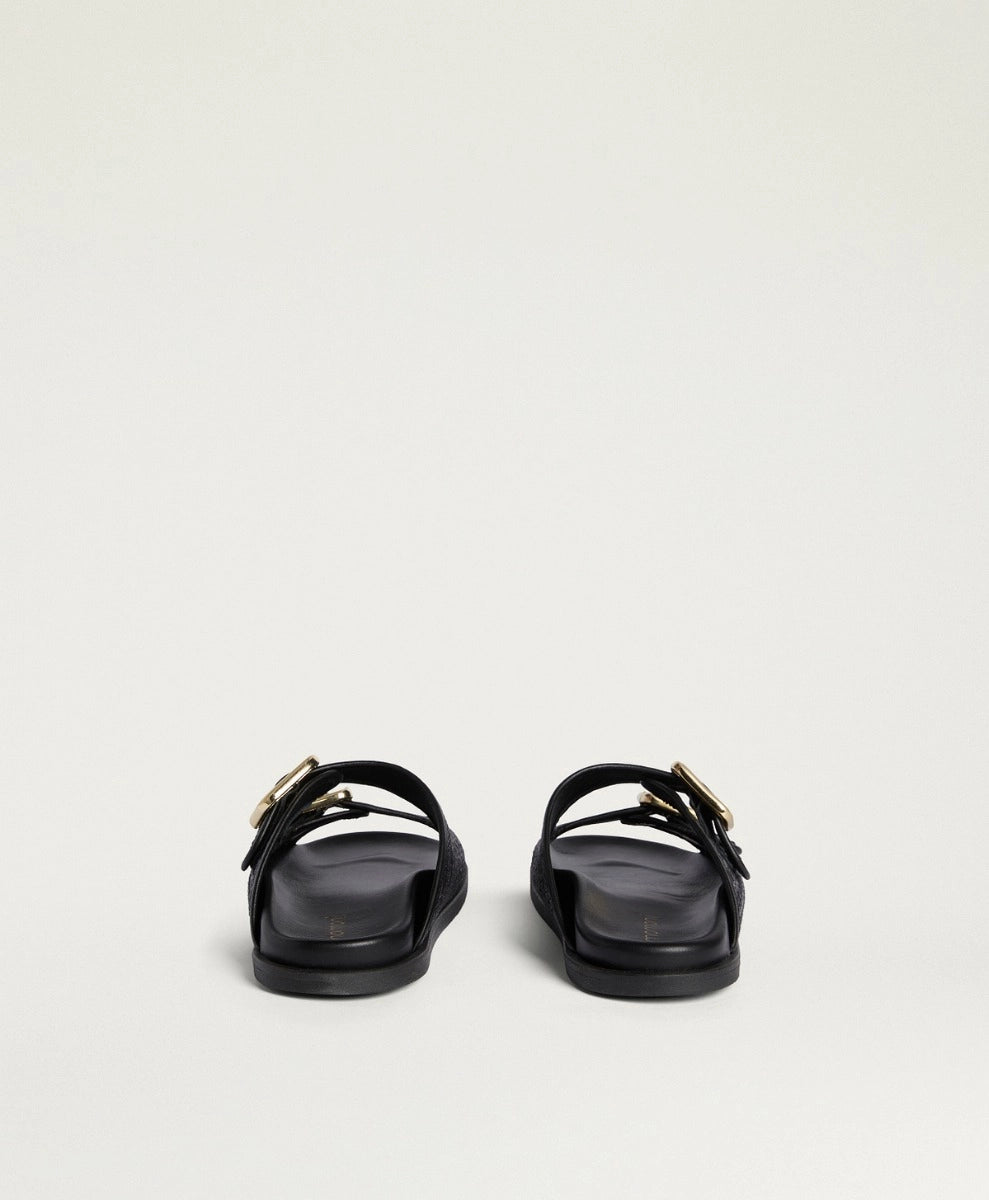 WASI SHOES IN RAFFIA - BLACK