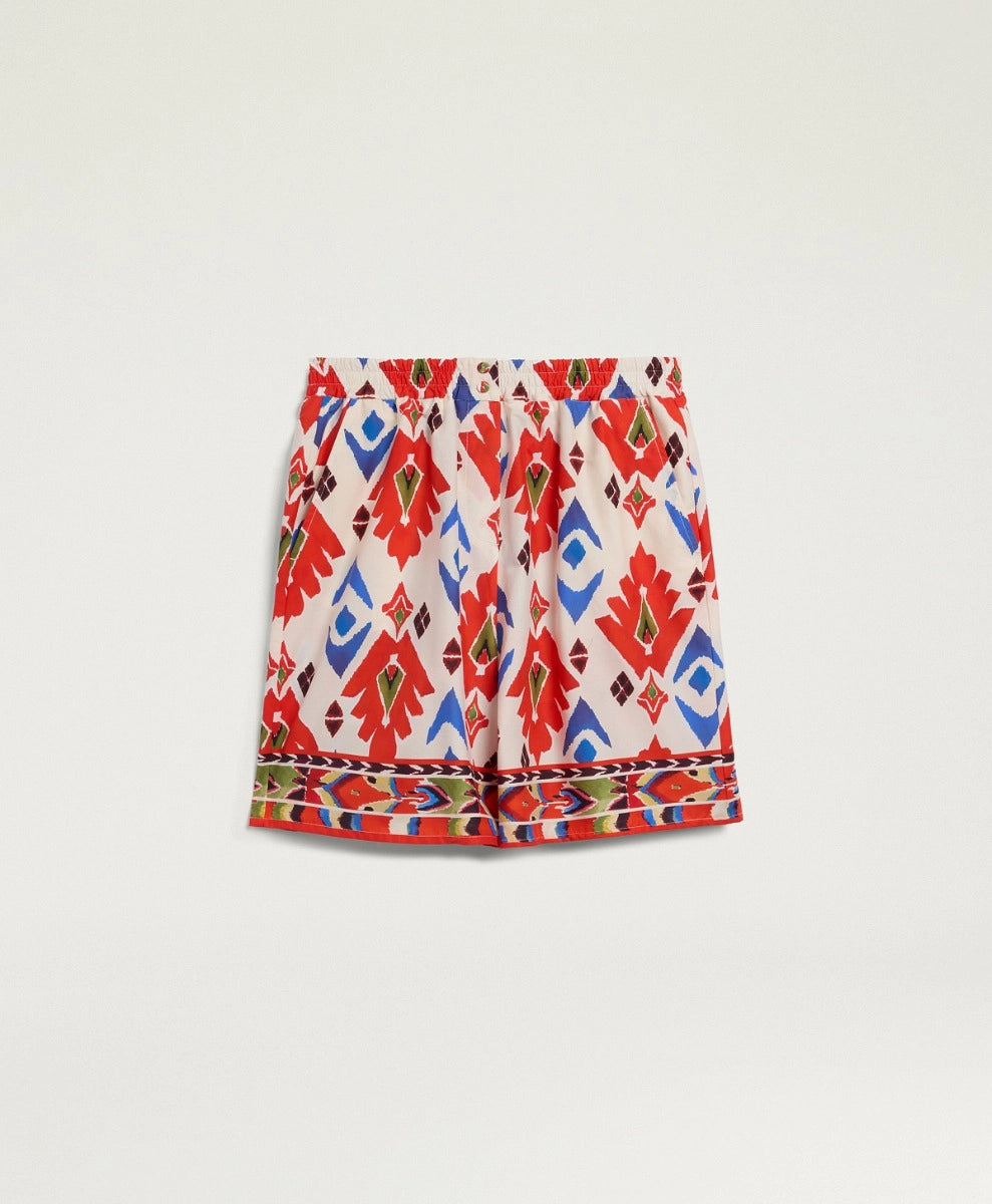 TUMBLE SHORTS IN PRINTED POPLIN - RED/BLUE MULTICOLOR