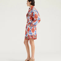 TUMBLE SHORTS IN PRINTED POPLIN - RED/BLUE MULTICOLOR