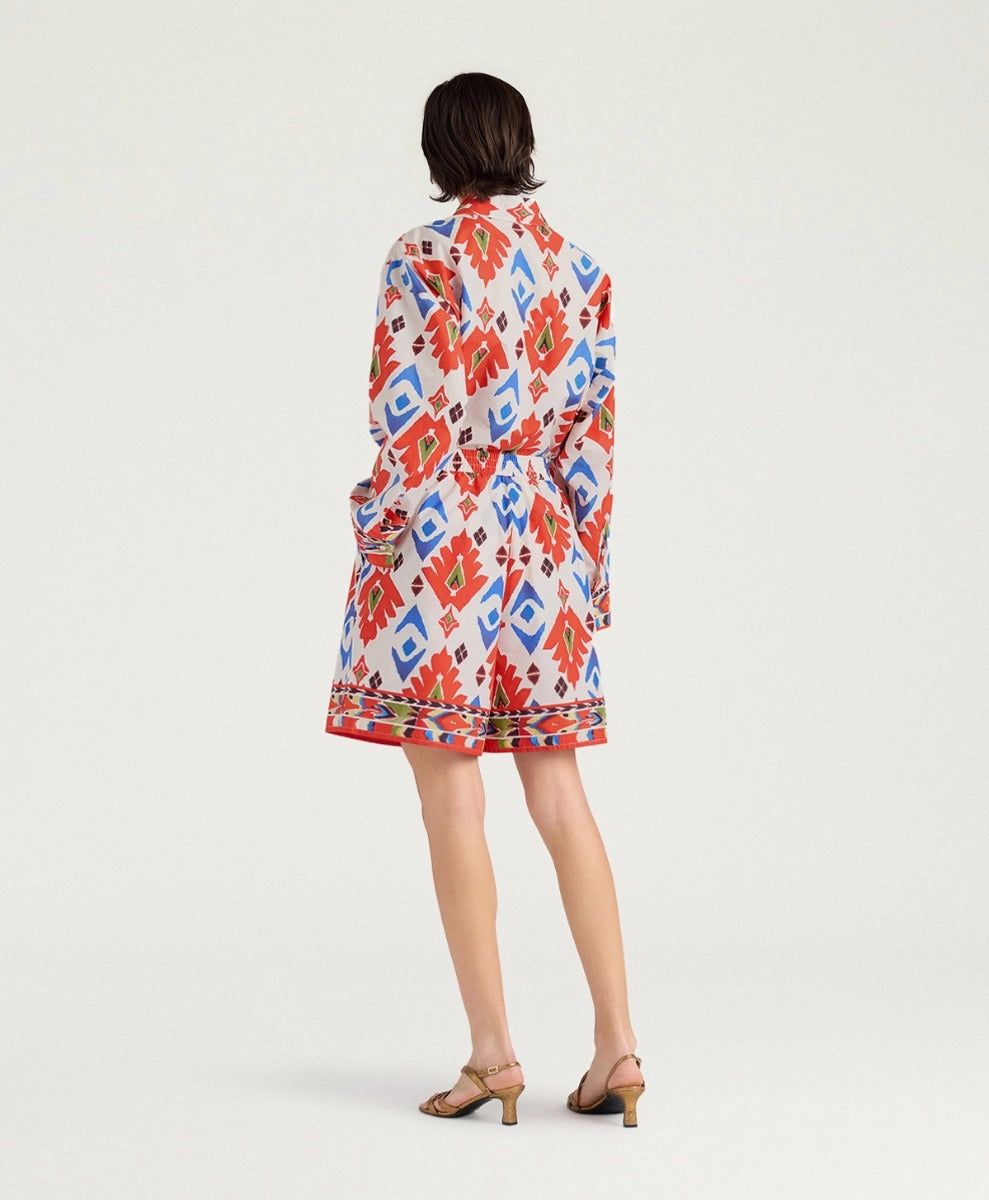 TUMBLE SHORTS IN PRINTED POPLIN - RED/BLUE MULTICOLOR