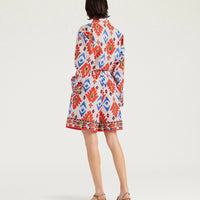 TUMBLE SHORTS IN PRINTED POPLIN - RED/BLUE MULTICOLOR