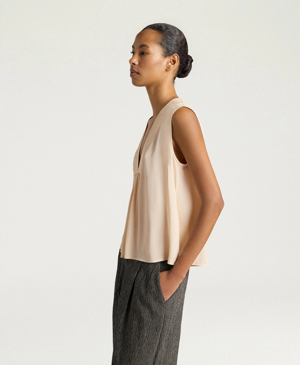JUANA TOP IN PLAIN COLOUR ACETATE/SILK - CREAM