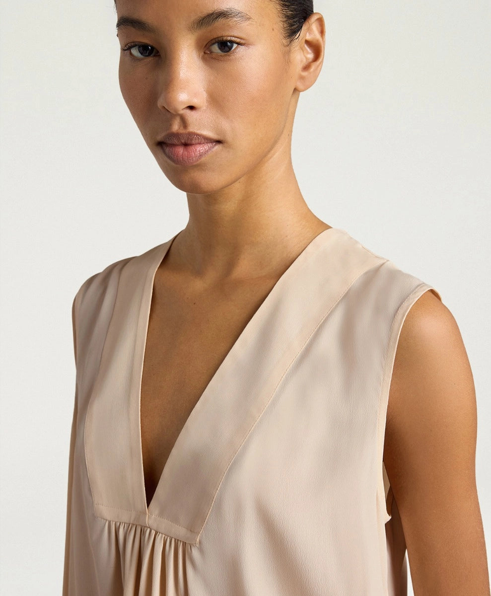 JUANA TOP IN PLAIN COLOUR ACETATE/SILK - CREAM