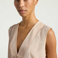 JUANA TOP IN PLAIN COLOUR ACETATE/SILK - CREAM