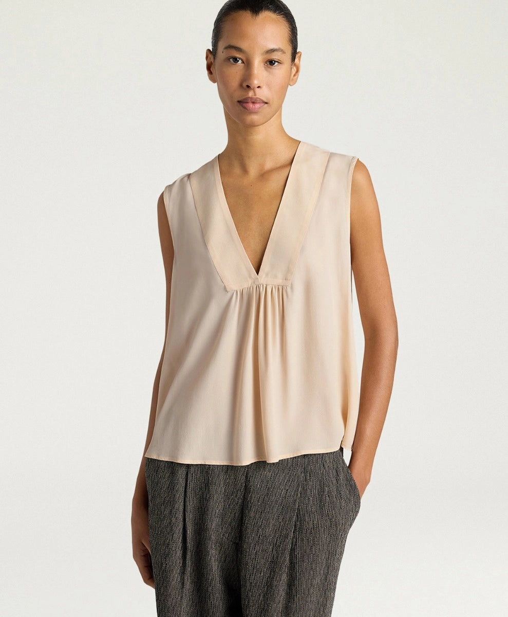 JUANA TOP IN PLAIN COLOUR ACETATE/SILK - CREAM