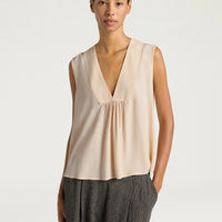 JUANA TOP IN PLAIN COLOUR ACETATE/SILK - CREAM