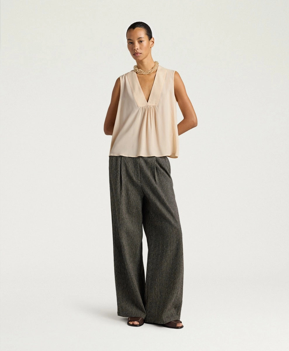 JUANA TOP IN PLAIN COLOUR ACETATE/SILK - CREAM