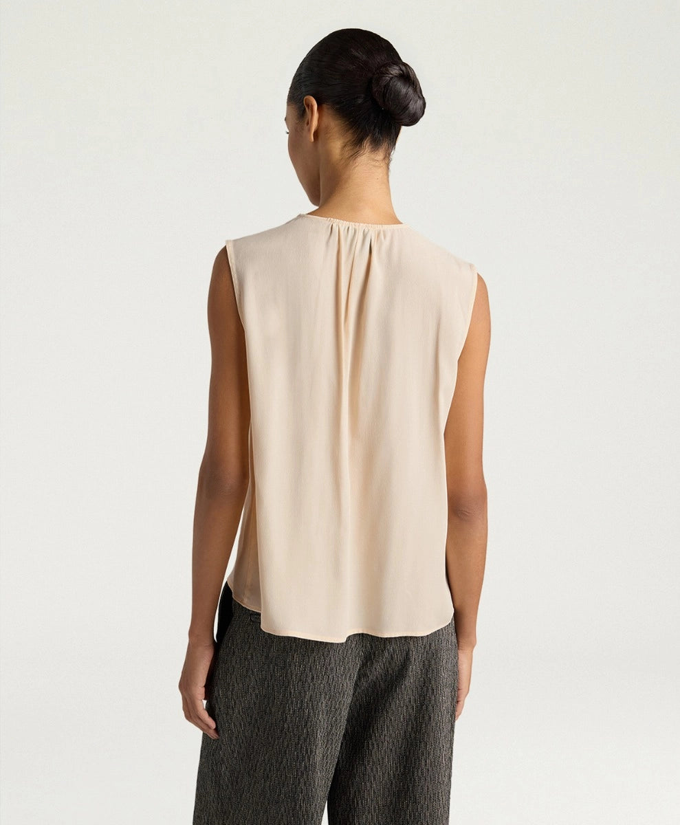 JUANA TOP IN PLAIN COLOUR ACETATE/SILK - CREAM