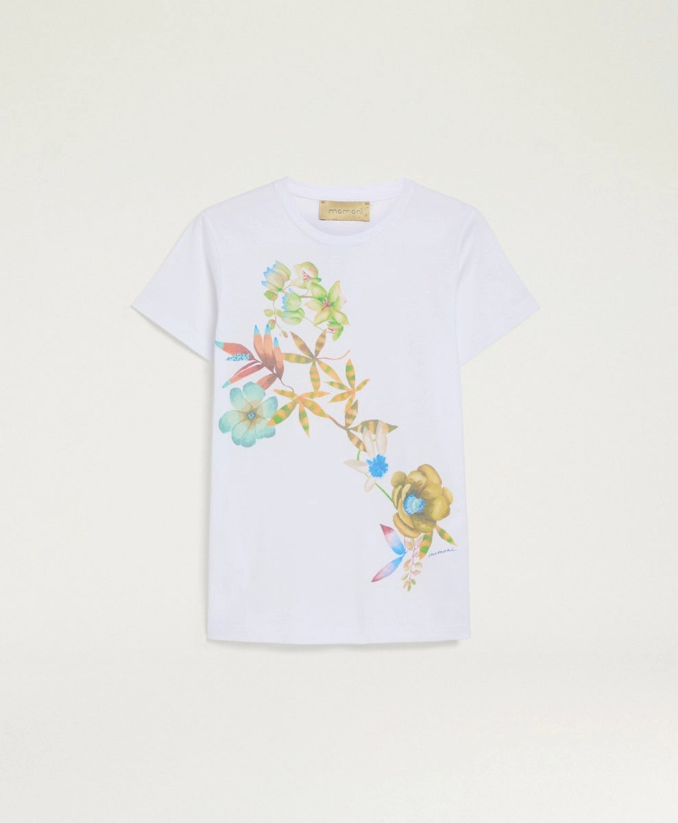 QUERENCIA T-SHIRT IN COTTON JERSEY - GREEN MULTICOLOR