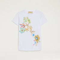 QUERENCIA T-SHIRT IN COTTON JERSEY - GREEN MULTICOLOR