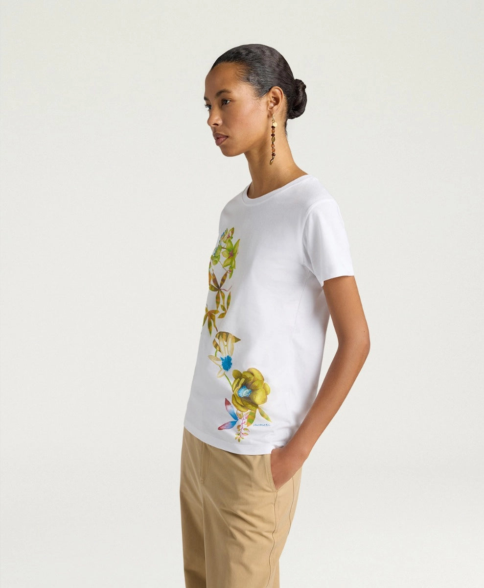 QUERENCIA T-SHIRT IN COTTON JERSEY - GREEN MULTICOLOR