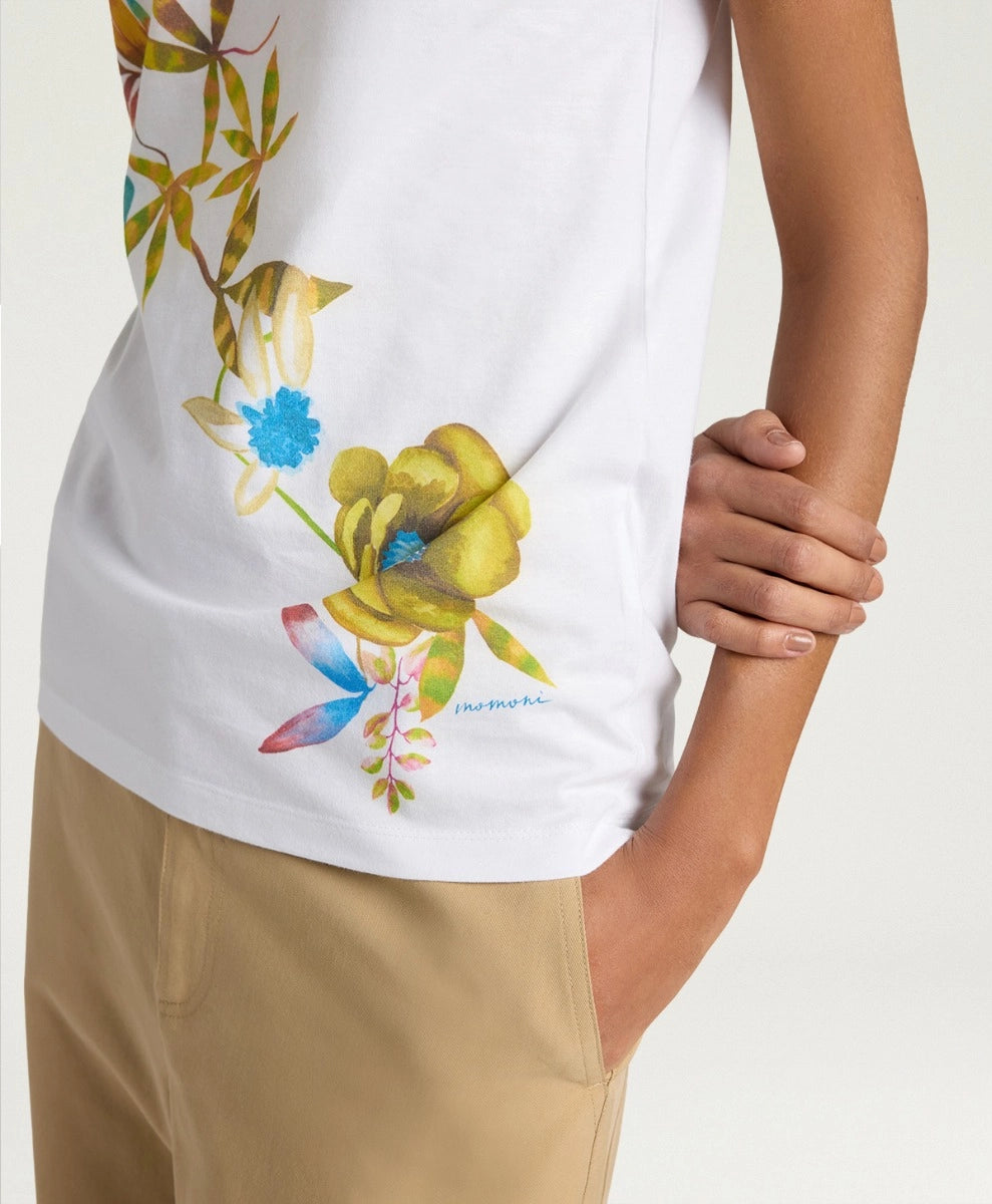 QUERENCIA T-SHIRT IN COTTON JERSEY - GREEN MULTICOLOR