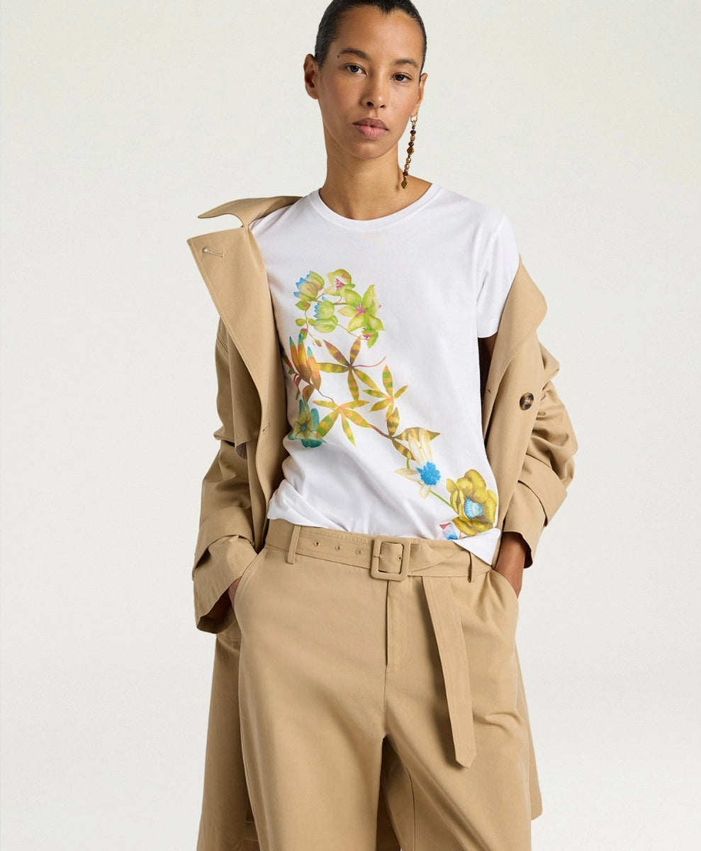 QUERENCIA T-SHIRT IN COTTON JERSEY - GREEN MULTICOLOR