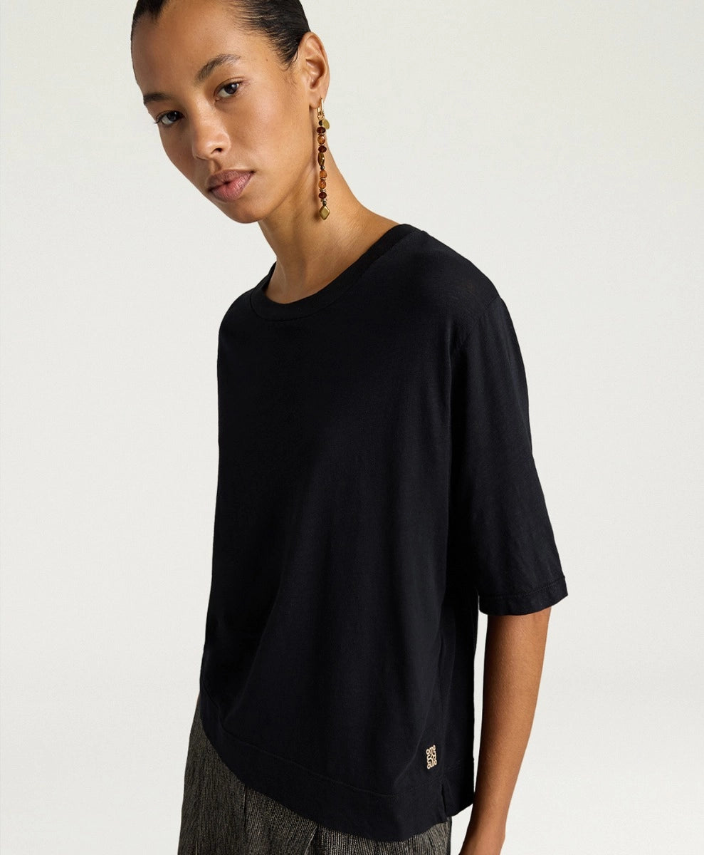 NOCHE T-SHIRT IN COTTON - BLACK